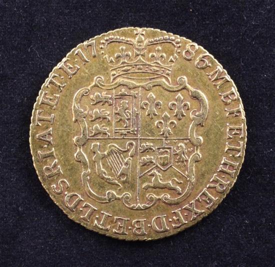 A George III 1786 gold guinea,